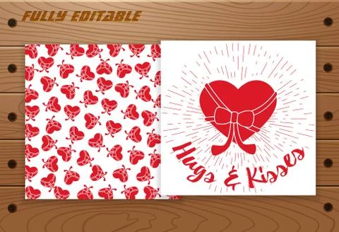 Valentines Day card on wooden table. Stock Illustration