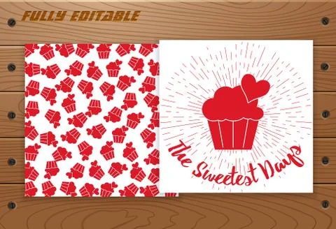 Valentines Day card on wooden table. Stock Illustration