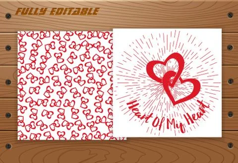 Valentines Day card on wooden table. Stock Illustration
