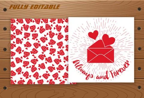 Valentines Day card on wooden table. Stock Illustration
