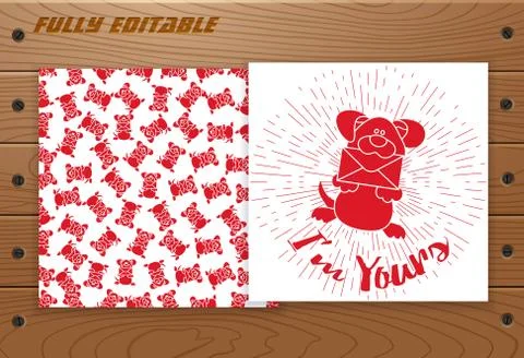 Valentines Day card on wooden table. Stock Illustration