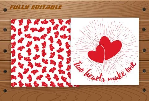 Valentines Day card on wooden table. Stock Illustration