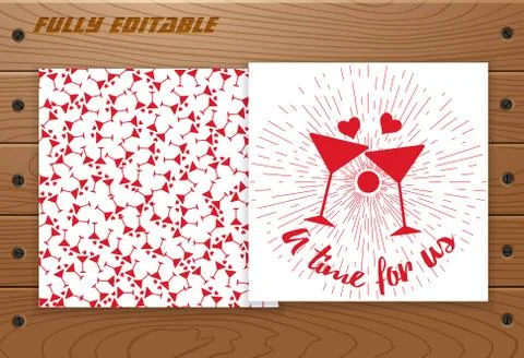 Valentines Day card on wooden table. Stock Illustration