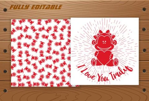 Valentines Day card on wooden table. Stock Illustration