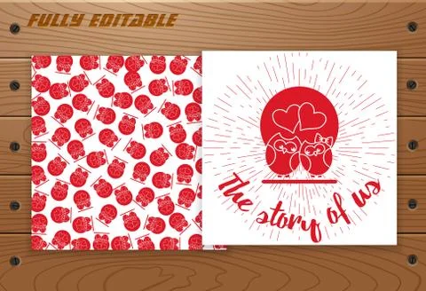 Valentines Day card on wooden table. Stock Illustration