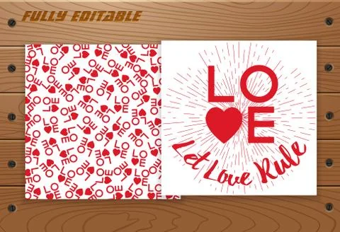 Valentines Day card on wooden table. Stock Illustration