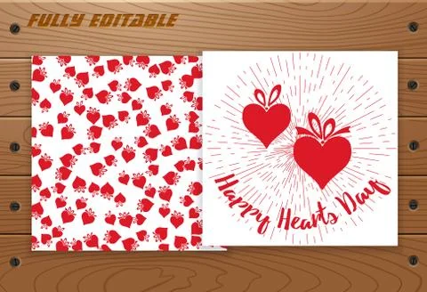 Valentines Day card on wooden table. Stock Illustration