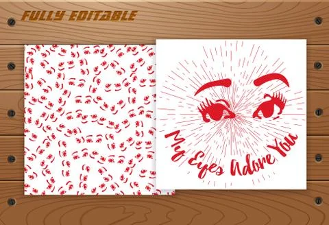 Valentines Day card on wooden table. Stock Illustration