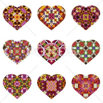 Valentine's Day cards with a flower pattern, isolate. Stock Photos