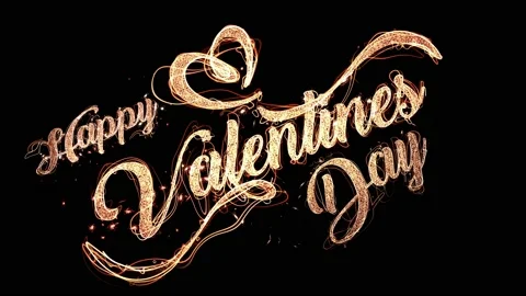 Valentines day celebration Text with Fireworks on colorful bokeh bakground Stock Footage 101922288
