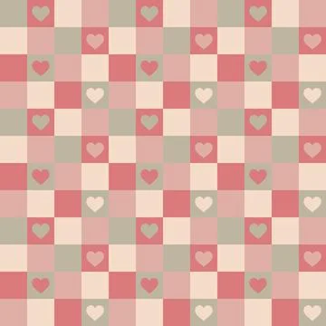 Valentines Day Checkered Heart Pattern Stock Illustration