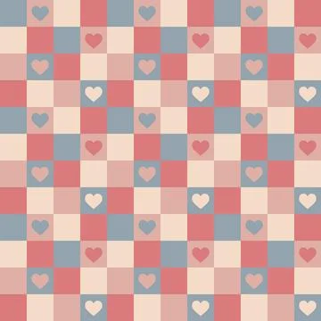 Valentines Day Checkered Heart Pattern Stock Illustration