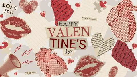 Valentine's day collage composition Stock Illustration
