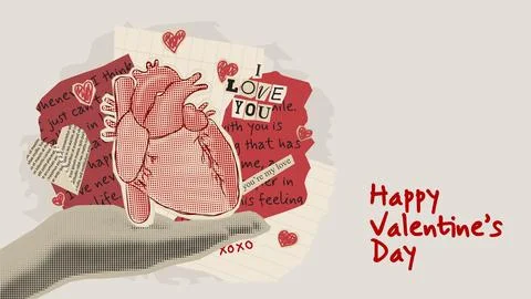 Valentine's day collage template Stock Illustration