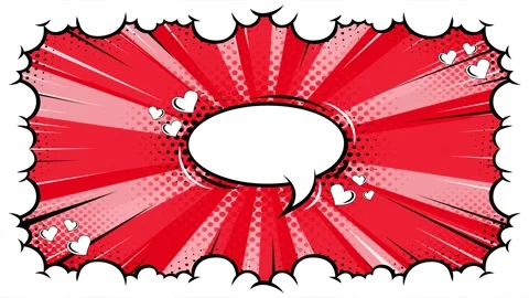 Valentines Day comic book style background with speech bubble and floating .. Stock Footage 346725073