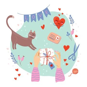 Valentine's Day Composition Stock Illustration