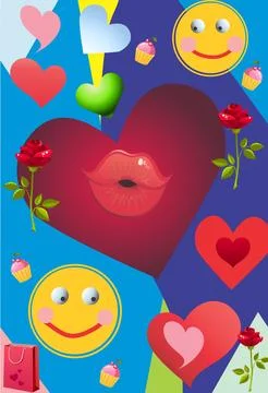 Valentine's day composition, Stock Illustration