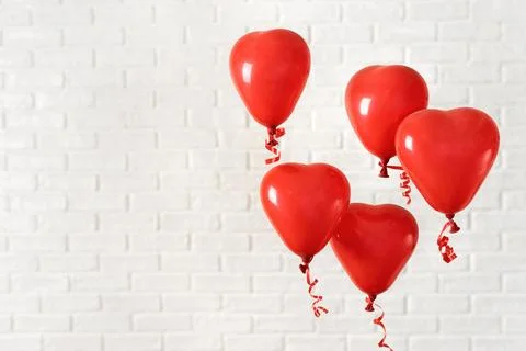 Valentines Day composition with red ballons on white Stock Photos