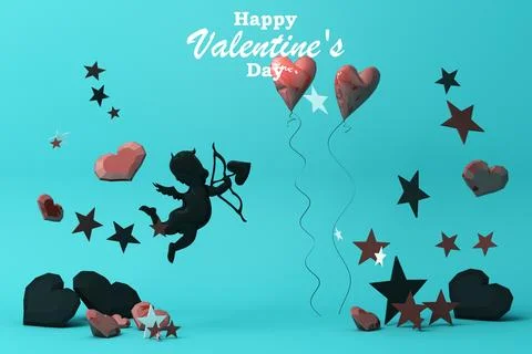 Valentine's day concept background with red and pink hearts star rose with wh Stock Illustration
