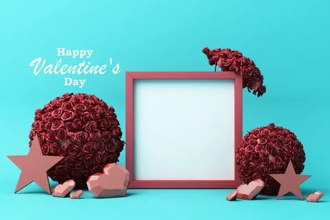 Valentine's day concept background with red and pink hearts star rose with wh Stock Illustration