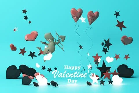 Valentine's day concept background with red and pink hearts star rose with wh Stock Illustration