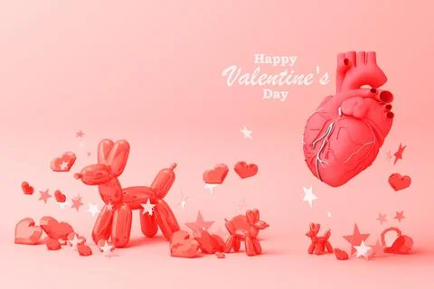 Valentine's day concept background with red and pink hearts star rose with wh Stock Illustration