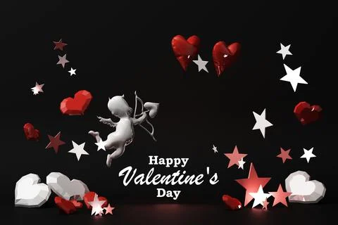 Valentine's day concept background with red and pink hearts star rose with wh Stock Illustration