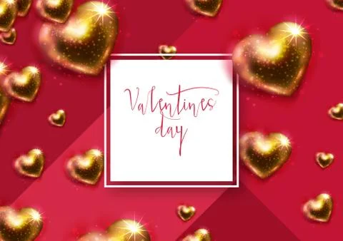 Valentine's day concept background. Vector illustration. Gold hearts with whi Stock Illustration