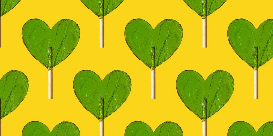 Valentine's day concept, seamless pattern of sweet hearts in form of lollipop Foto stock