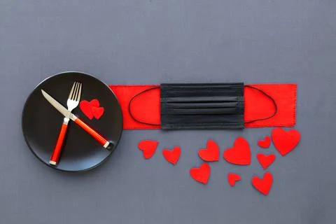 Valentine's day concept table. valentines day romantic dinner with medical ma Stock Photos