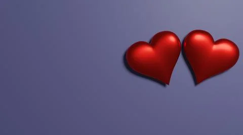 Valentine's day concept. Two red hearts on a purple background. Illustrazione stock