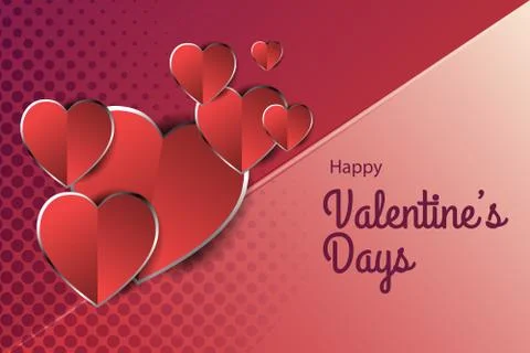 Valentines day conceptual background vector illustrations. red heart and love Stock Illustration