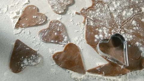 Valentine's day cookies. biscuits in the shape of heart Stock Footage 71031229