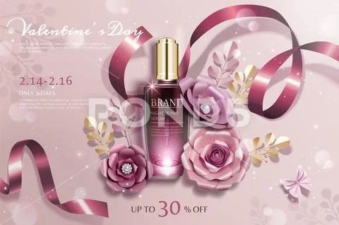 Valentine's day cosmetic ads Stock Illustration