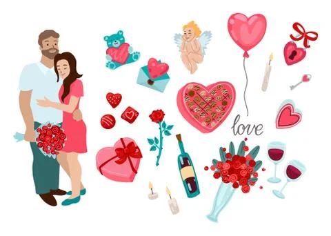 Valentines Day. Couple in love. Vector illustration Illustrazione stock