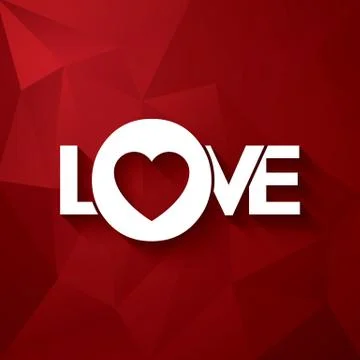 Valentine's day creative typography card with word love and long shadows. Red Illustrazione stock