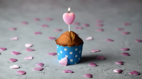 Valentines Day, heart-shaped candles and, Stock Video