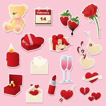 Valentine's day cutouts Stock Illustration