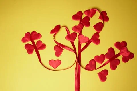 Valentine's day,a Declaration of love. Tree of love from a heart and a ribbon Stock Photos