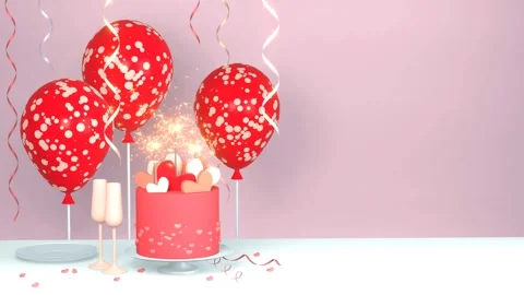 Valentine's Day decor 3d looping animation 4K background. Copy space. Stock Footage 261549236