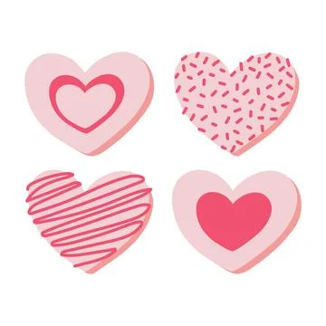 Valentines day decorated doodle cookie. Stock Illustration