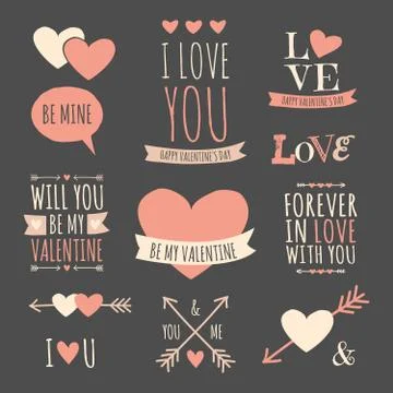 Valentine's day design elements collection Illustrazione stock