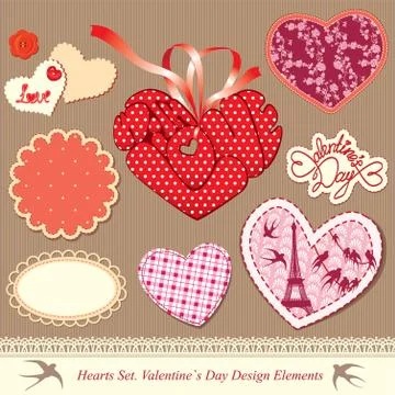 Valentine's day design elements - different hearts Stock Illustration