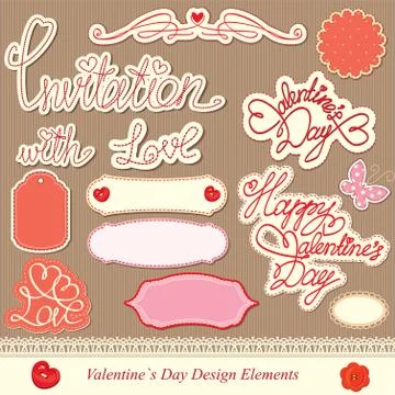 Valentine's day design elements - different labels Stock Illustration
