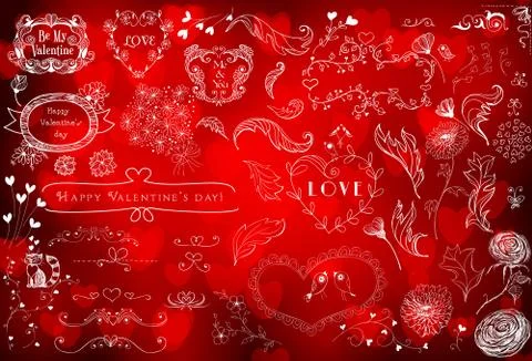 Valentines day design elements Stock Illustration