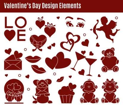 Valentines Day design elements Stock Illustration