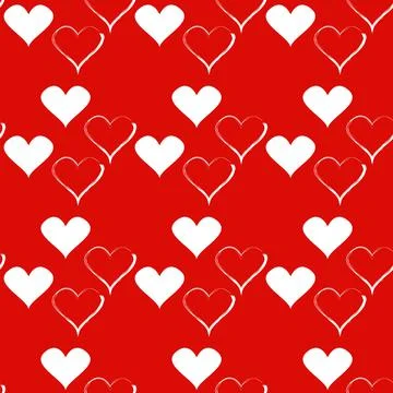 Valentine's day design. Vector seamless white hearts with contour reflection Stock Illustration