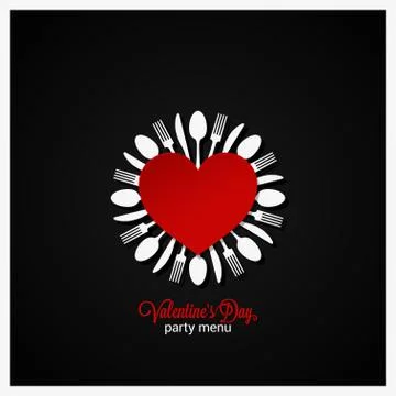 Valentines Day Dinner Menu Design Background. Stock Illustration