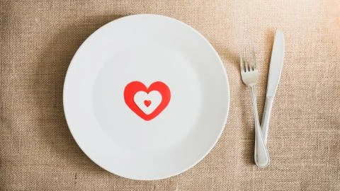 Valentines day dinner with table setting Stock Photos