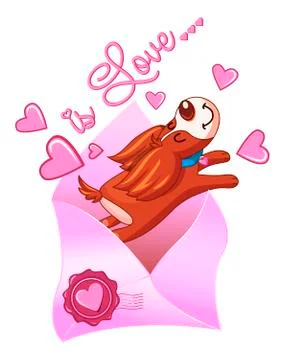 Valentine's Day dogs with envelope Stock Illustration